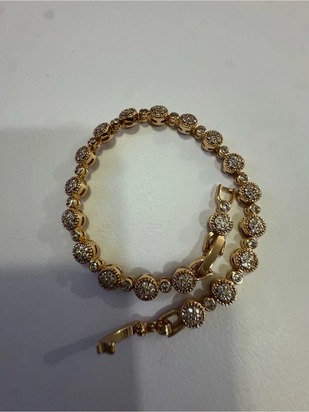 Gold Cubic Zirconia Disc Tennis Bracelet - Women Jewelry